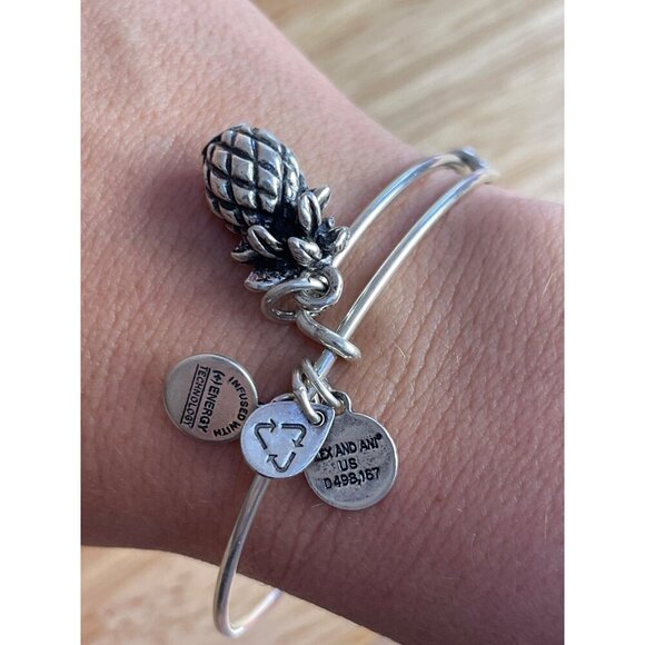 Alex And Ani Silver Pineapple Expandable Bangle Bracelet With Energy Technology - Picture 4 of 6